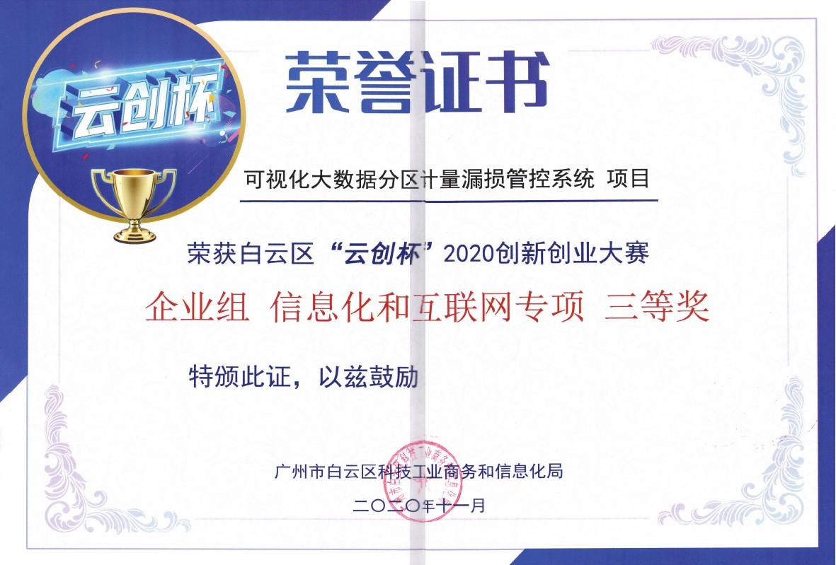 云創(chuàng)杯三等獎證書